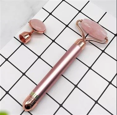 2 dalam 1 Rose Quartz Face Roller Penggelek Jed Elektrik