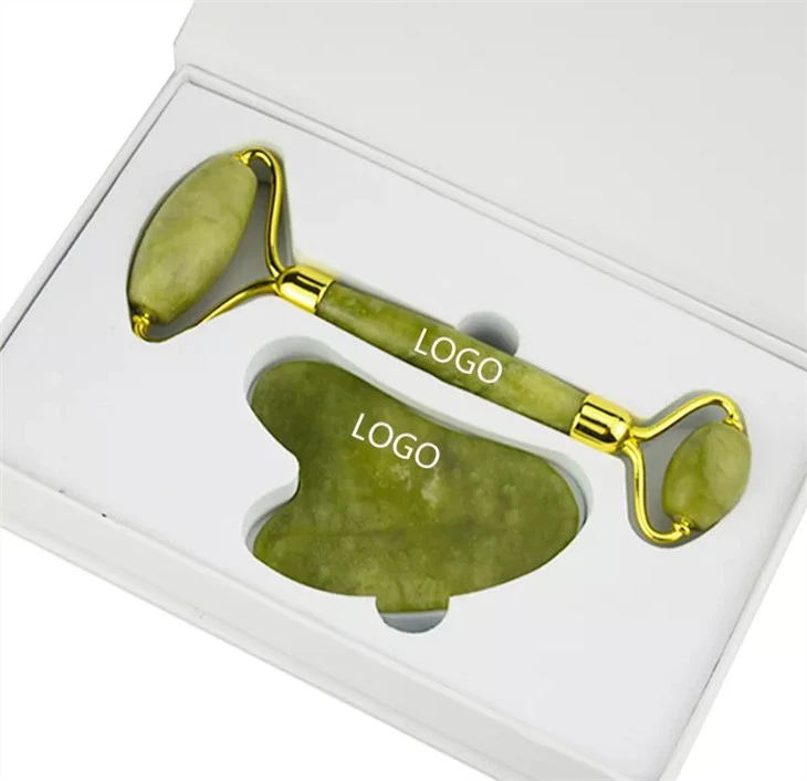 Xiuyan Facial Urut Jade Roller Gua Sha Set dengan Kotak